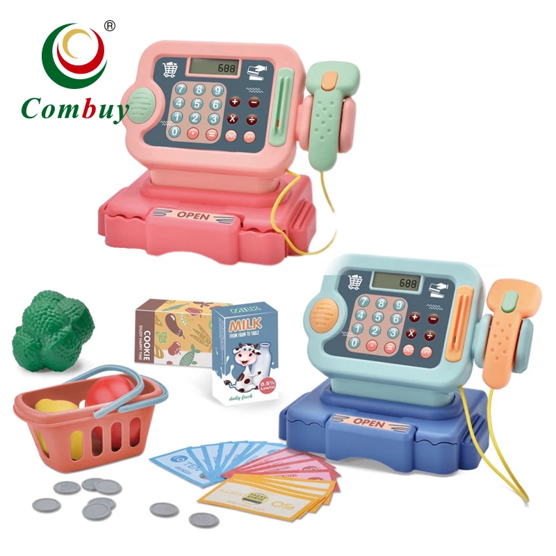Kids pretend play set supermarket children toy cash register