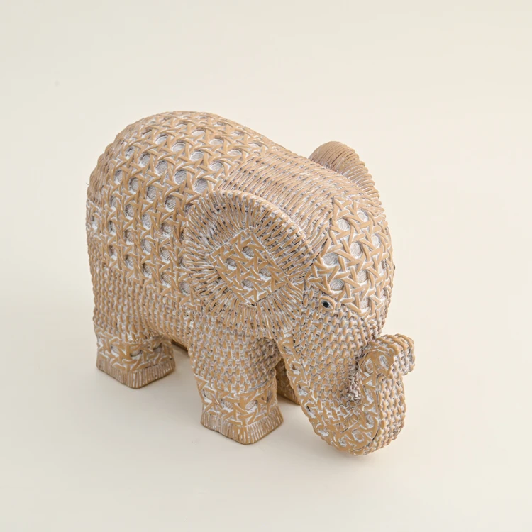 EAGLEGIFTS Home Decor Interior Elegant Pieces Accessories Imitation Rattan Resin Elephant Tabletop Ornaments Decorative Accent