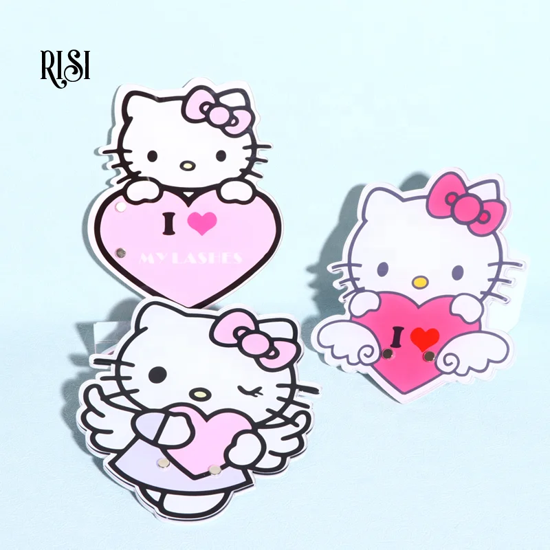 RISI Hello Kitty Private Label Eyelash Extension Lash Plate Acrylic Lash Pallet Palette Lash Tile With Magnet