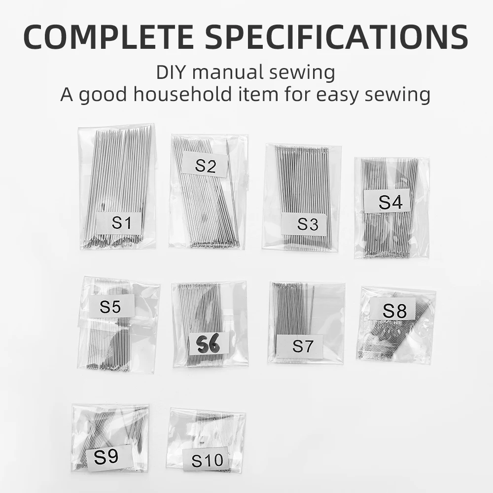 JP Multi-Size Home Hand Sewing Tools Accessories Eyelet Stainless Steel Hand Stitched Embroidery Needle