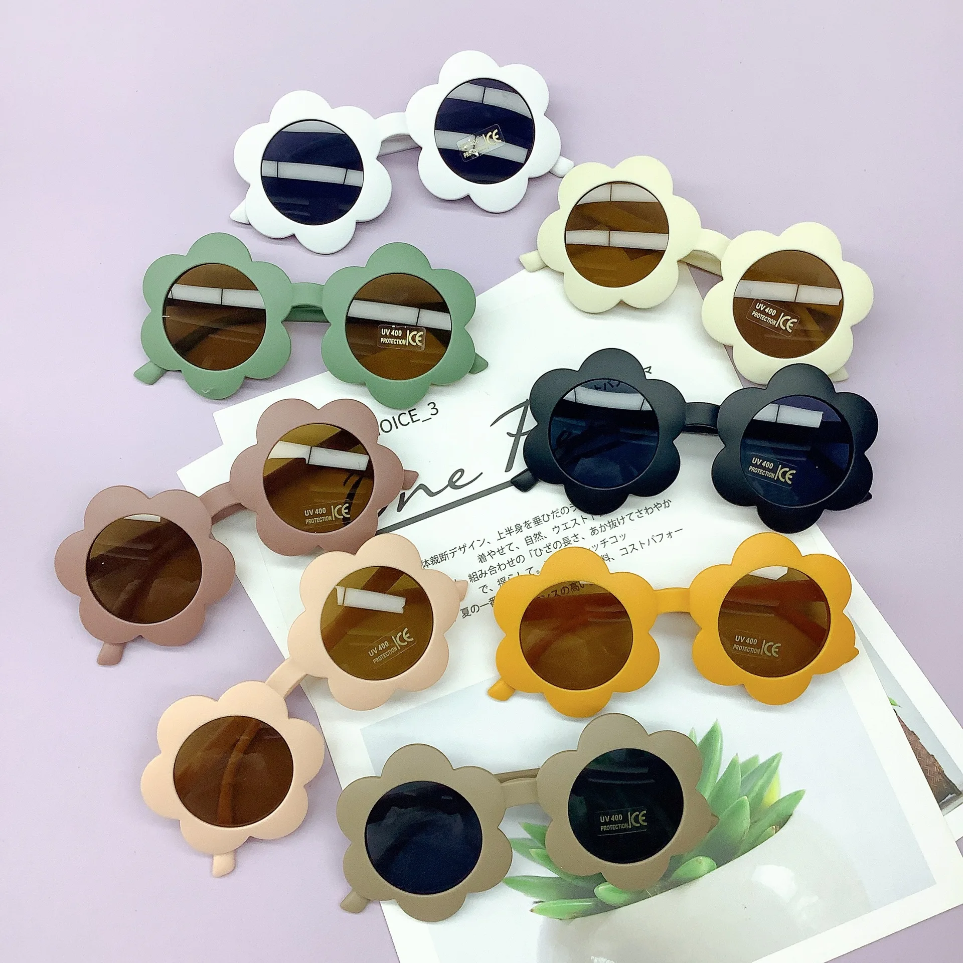 2025 Boho Matt Kids Sunglasses Shades Vintage Retro Kids Sunglasses Sun Glasses Daisy Flower Shaped Baby Girls Sunglasses