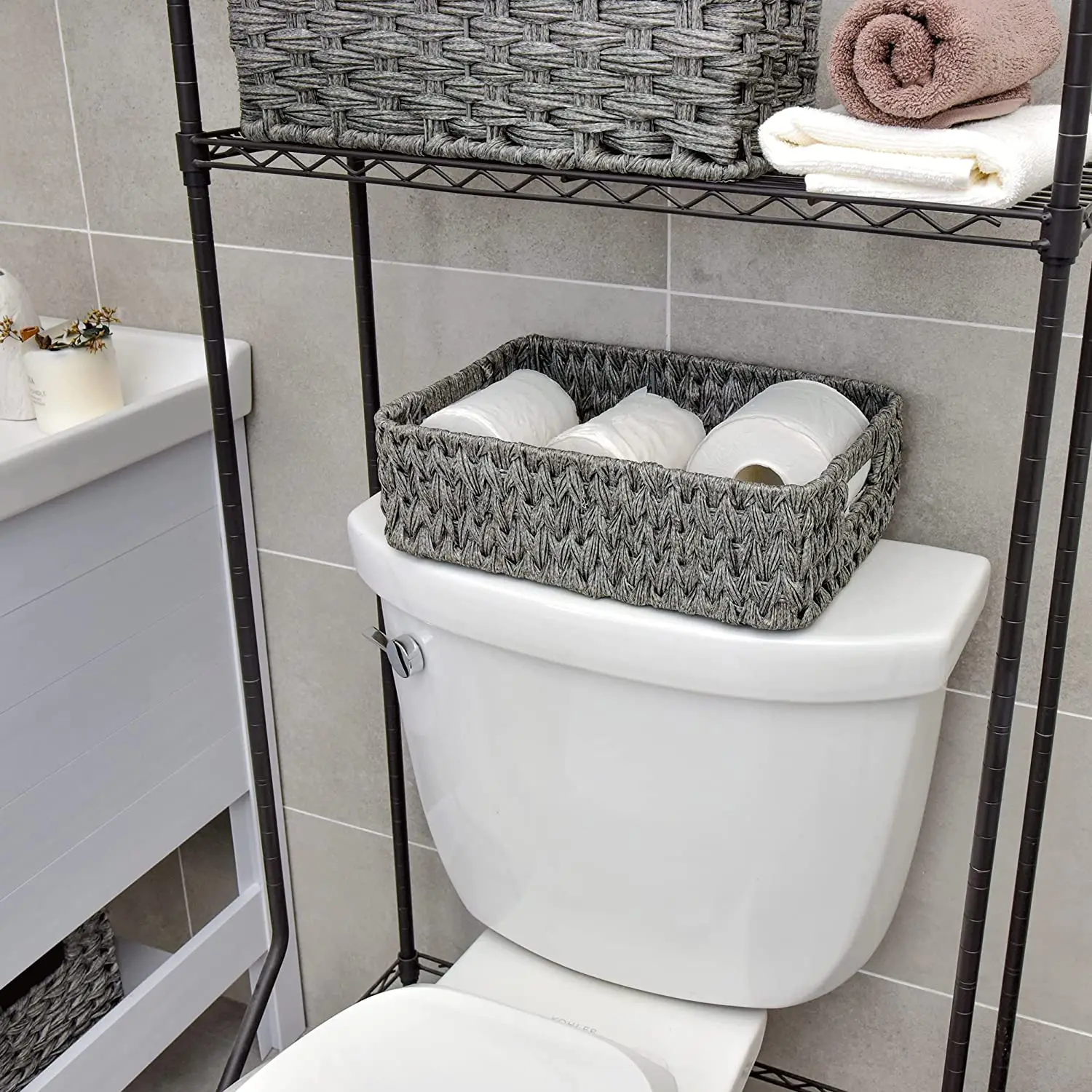 Натуральная легко очищаемая Корзина для пикника из ротанга ручной работы кубические плетеные корзины хранения с двумя ручками сделано в Китае