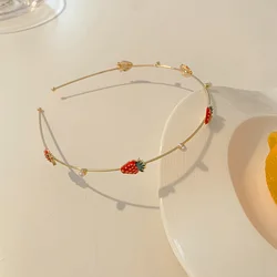Sweet headband thin headband metal strawberry cherry female Korean ins hair accessories for Women