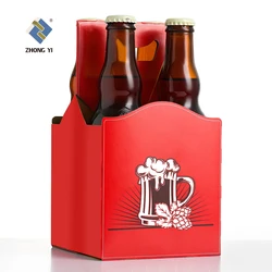 Custom carrier box beverages drink carriers paper beverage 4 6 pack beer wine bottle holder cardboard wine carriers