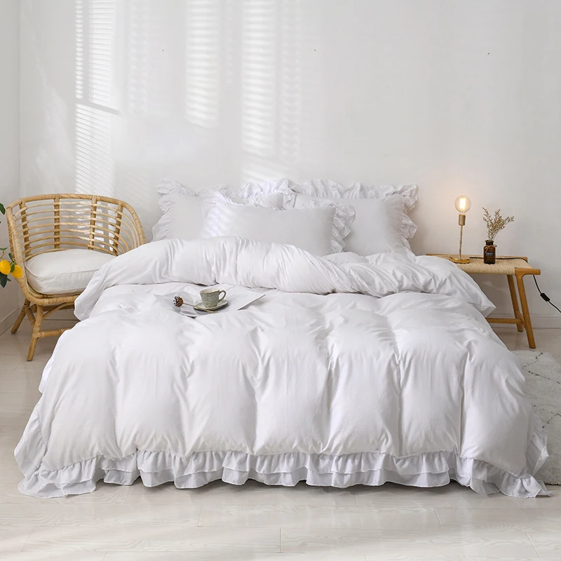 Dericsson Double Ruffled Bed Linen Four Sets Wholesale Bed Skirt Sheet Set Bed Sheet for Houses