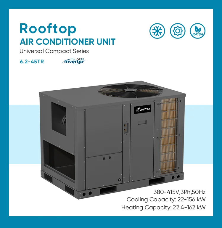 Zero Manufacturing Inverter Dc 6.2 - 45 Ton HVAC Package Unit Acondicioner 3OTr Heating And Rooftop Air Conditioner