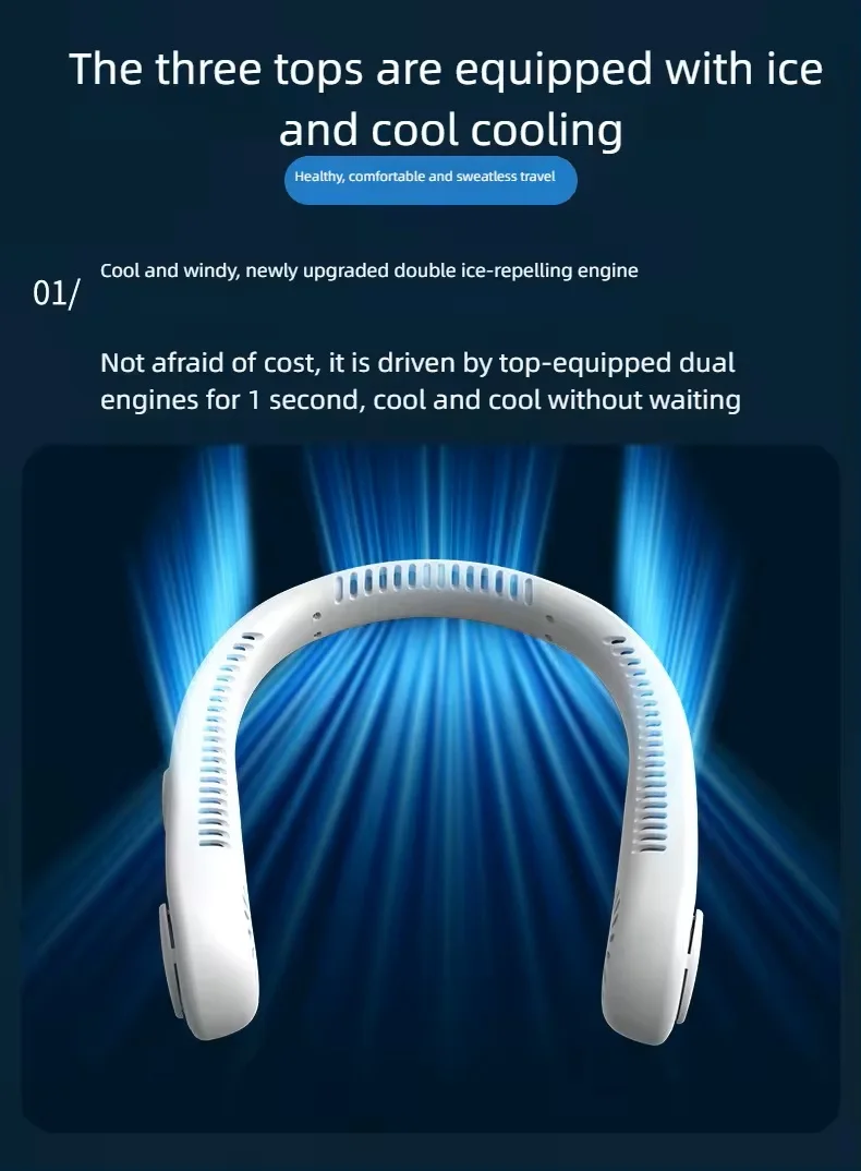 Wholesale Neck fan blade free portable outdoor hands-free rechargeable 2000mAh battery for both male and female use