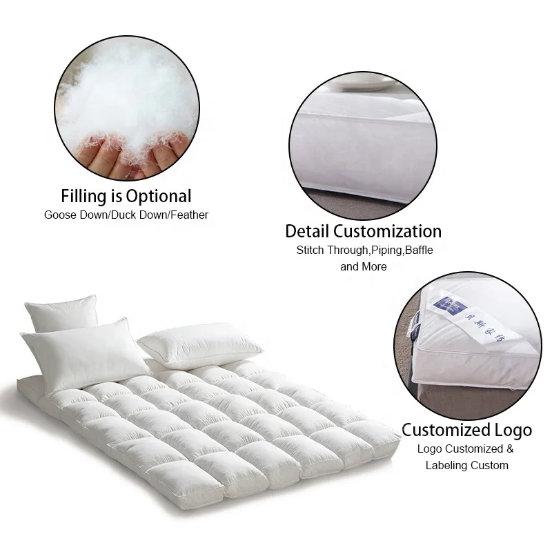 Snow Down Alternative Fill 400TC Cotton Twin XL Extra Thick Pillowtop Cooling Mattress Topper Cover Mattress Pad