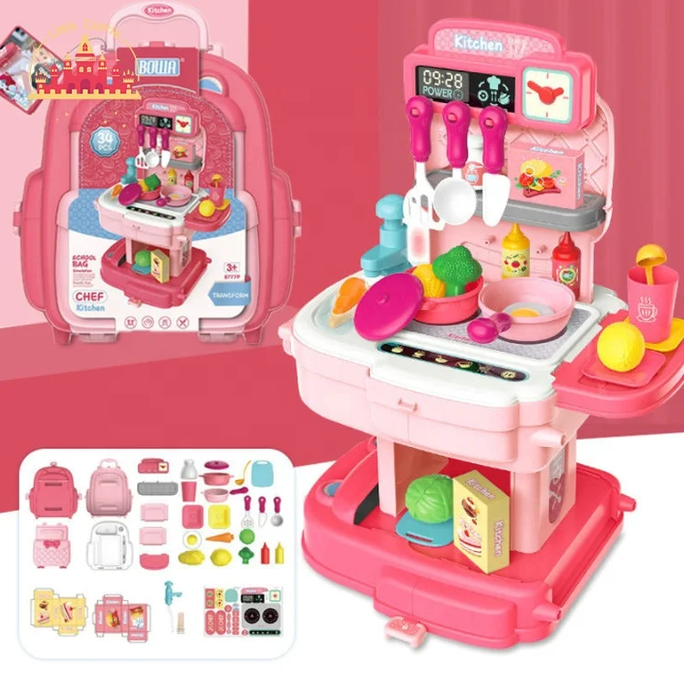 2023 2 in 1 children pretend play backpack plastic dressing table toy SL10D025