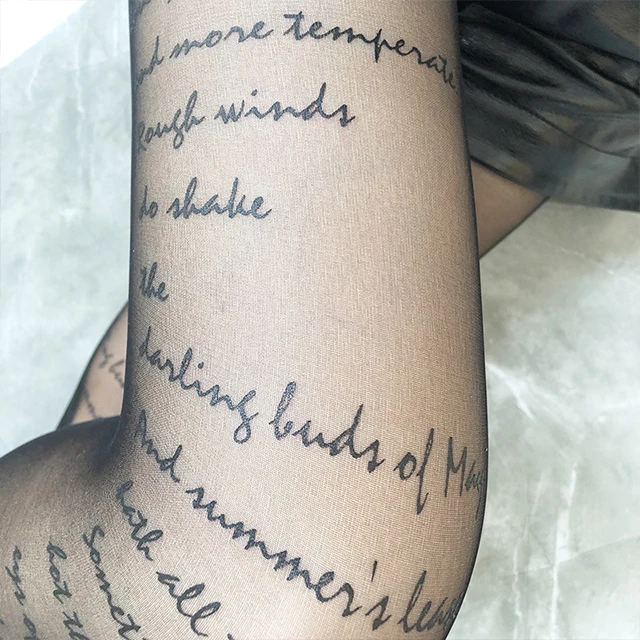 Sexy women letter black tights fashion print pantyhose / tights