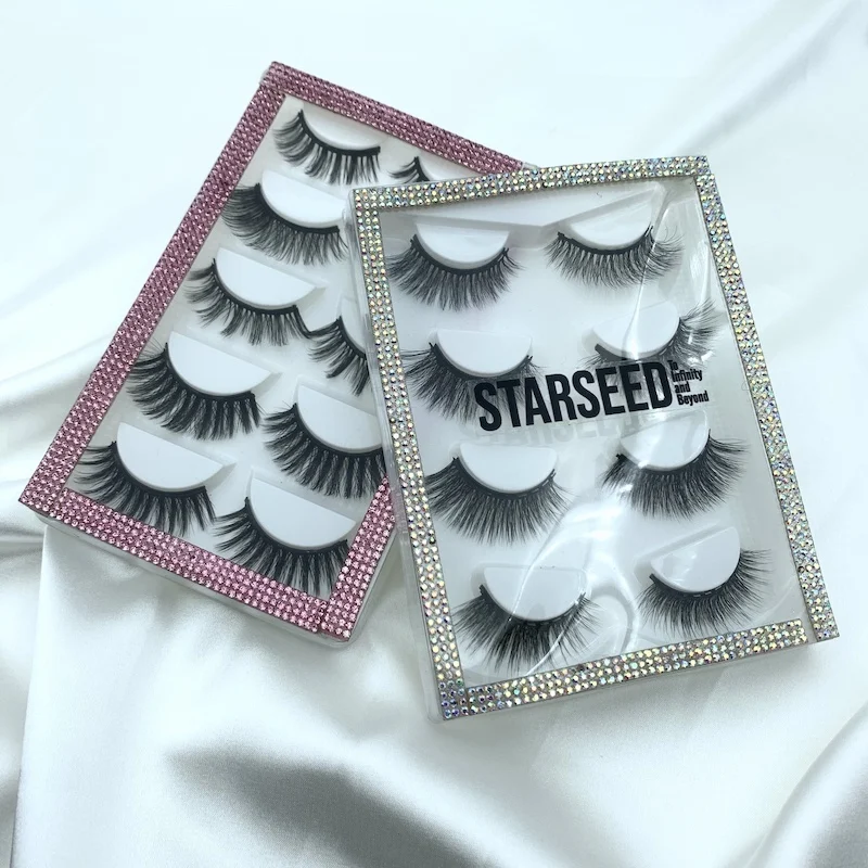 5 pairs 25 mm 3d mink eyelashes set no glue no eyeliner corner lash with pink lash trays bulk magnetic eyelashes