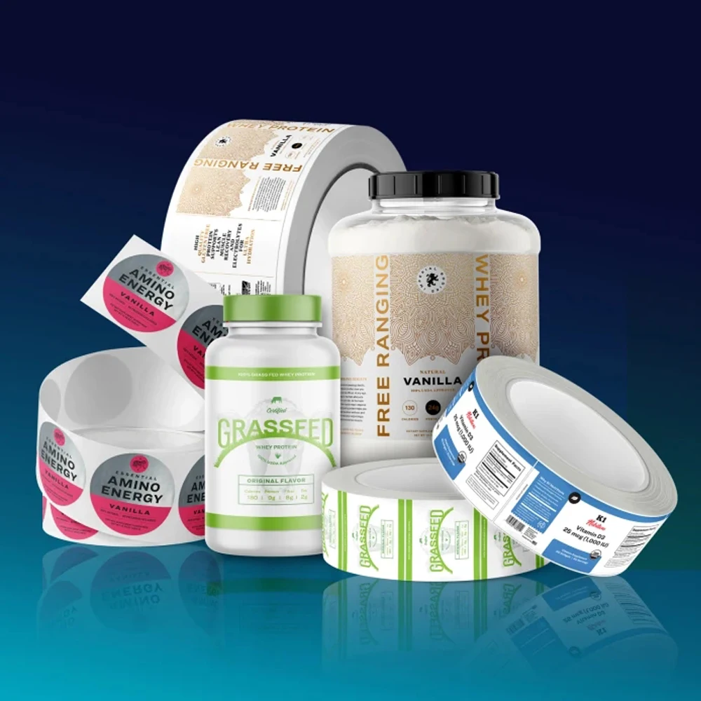 Custom Printed Cosmetic Adhesive Paper Roll Logo Stickers Packaging Labels For Beard Oil Bottle