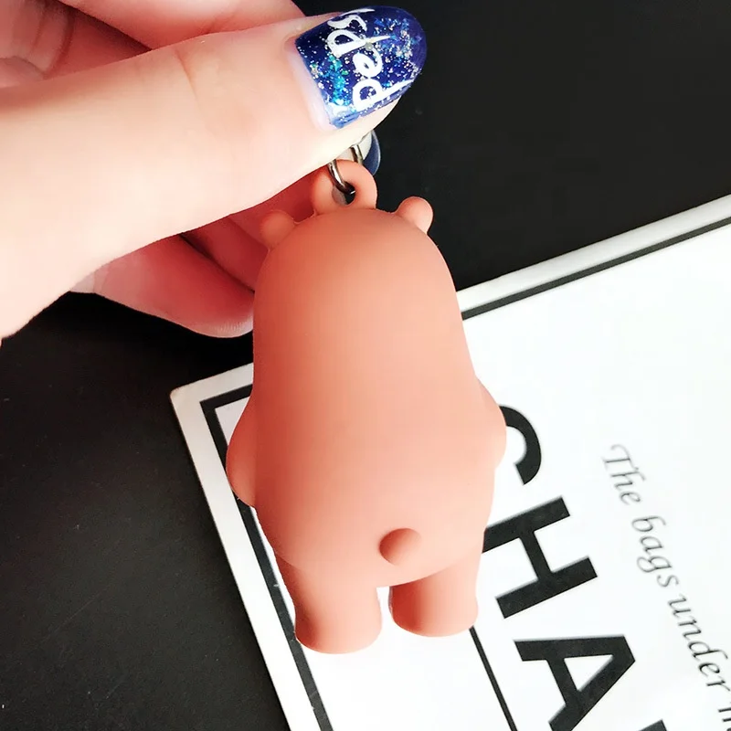 
Wholesale Creative Couple Keyring 3D Solid Doll Cute Cartoon Character We Bare Bears Keychain 