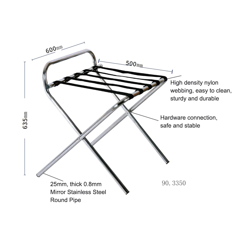 25mm Pipe Folding Suitcase Luggage Rack Hotel Guest Room Storage Holder Bedroom Service Foldable Baggage Stand