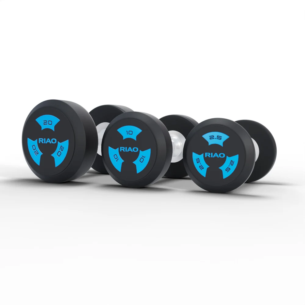 High Quality Wholesale Free Weights kg lbs Manufacturer PU Round Head Dumbbell Gym Dumbbells