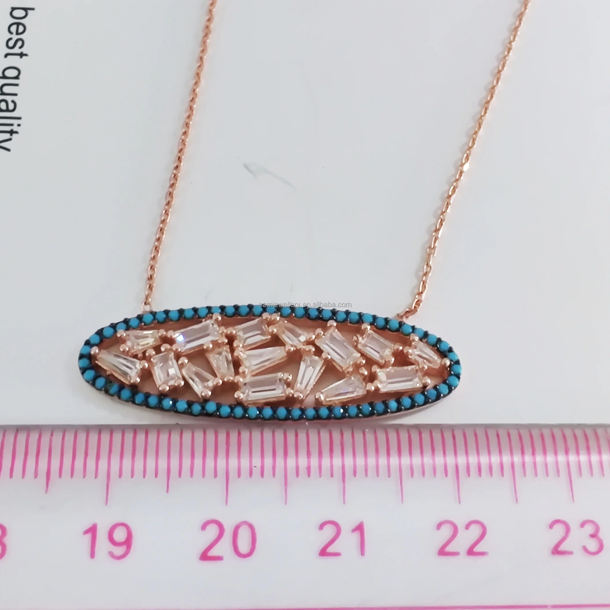 Agent China Emerald Cut Cubic Zircon 925 Silver Plating Rose Gold Necklace For Women 2023