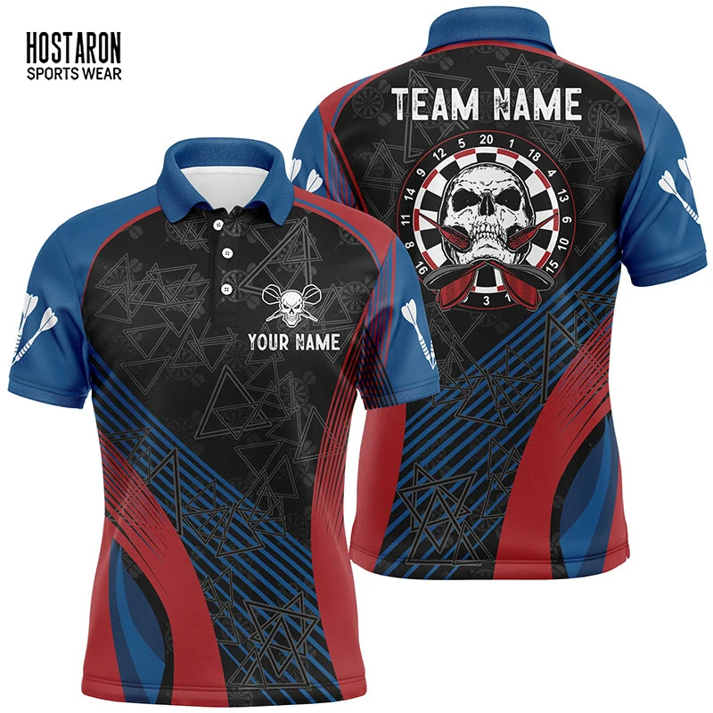 HOSTARON Custom Cheap Quick Dry Sublimation Men Jerseys Professional Darts Wear Polyester Dart Shirts Jersey With Pocket