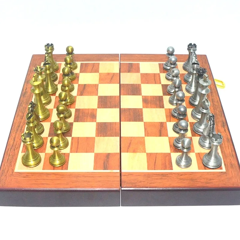 International Chess Foldable Chessboard High-End Metal Chess Pieces International Chess Travel and Entertainment Gift