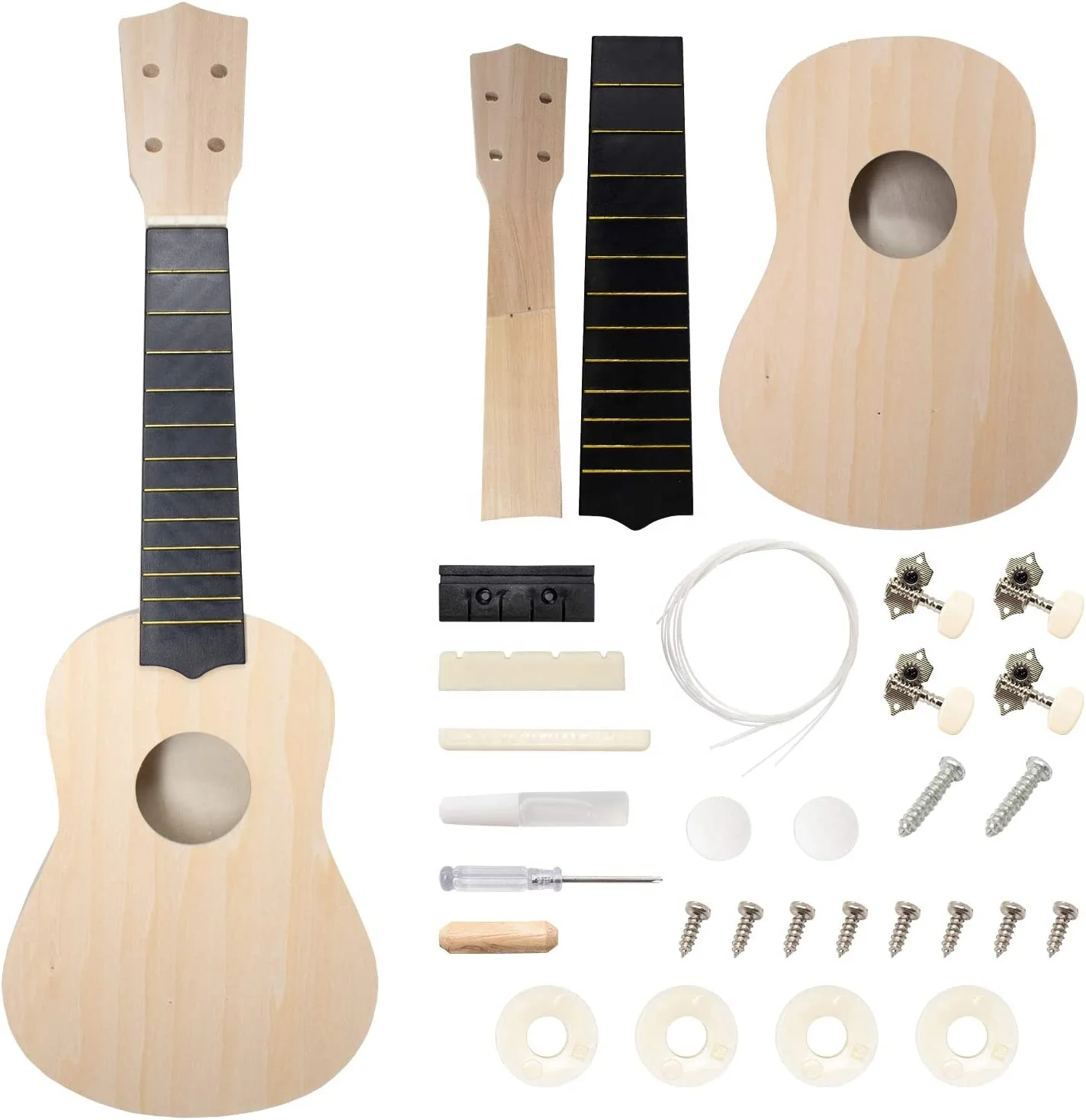 DIY Ukulele Kit with Installation Tools for Kids Students Beginners 21inch Ukulele