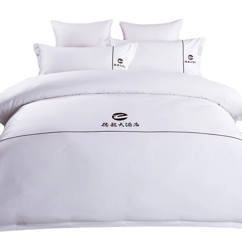 Customized Luxury Bed Linen Bedding Set Hotel Embroidered Bed Sheet And Comforter Set
