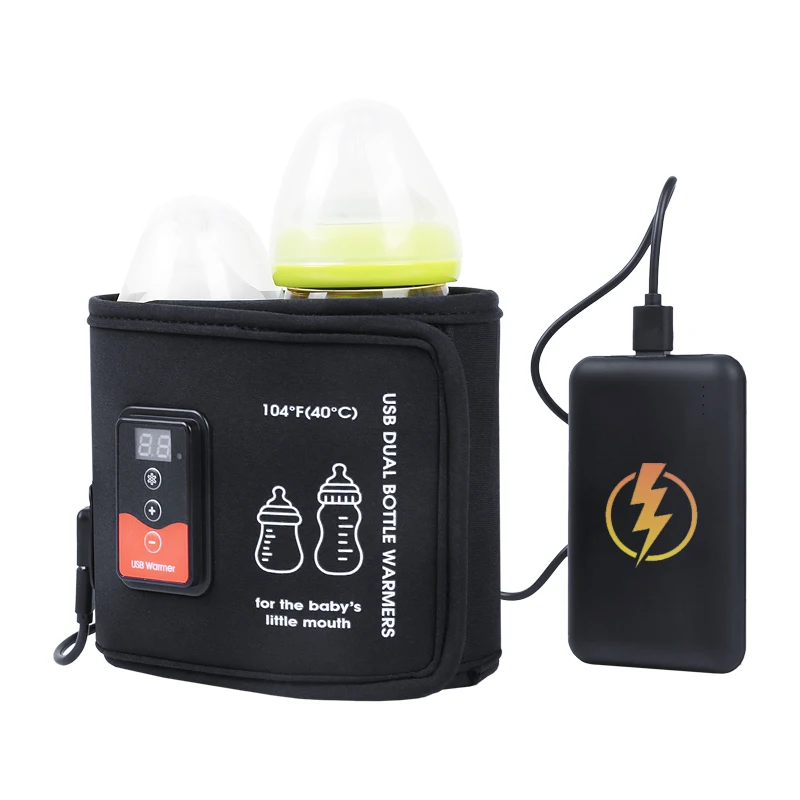 Smart Display USB Dual Bottle Warmer Rechargeable Travel Portable Baby Nursing Bottle Heater Baby Bottle Warmers