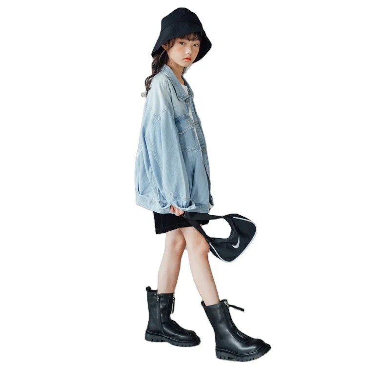 Kids Denim Jacket Solid Easy Jean Children Clothes Girl Denim Coat Fashon Boutiques Kids Clothes Wholesale Girls Jackets