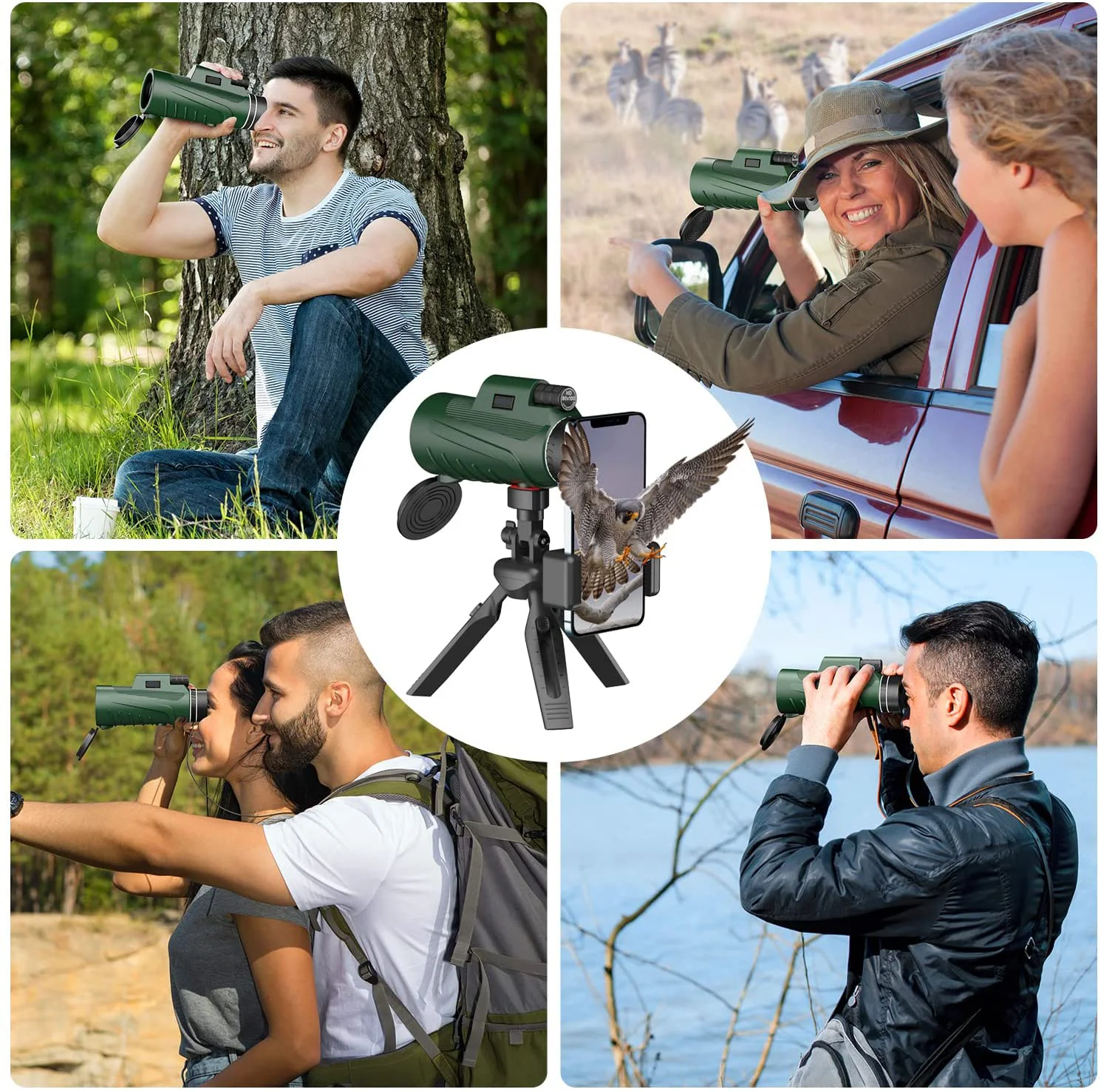 SUNCORE 80X100 HD Monocular Telescope with Smartphone Holder & Tripod, WOCELBY 2022 High Power Prism Compact Monocular