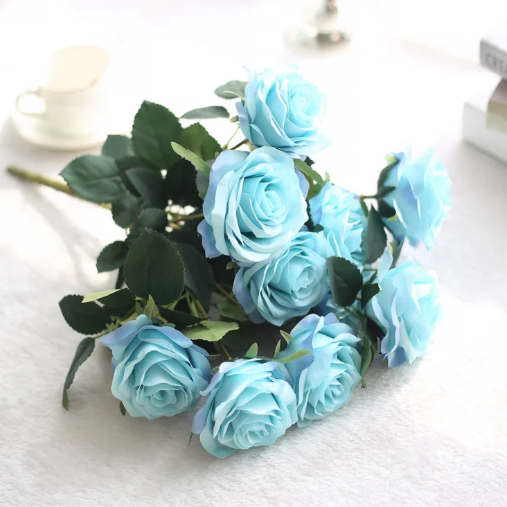 10 Heads Artifical Rose Flower Bush for Wedding Decoration