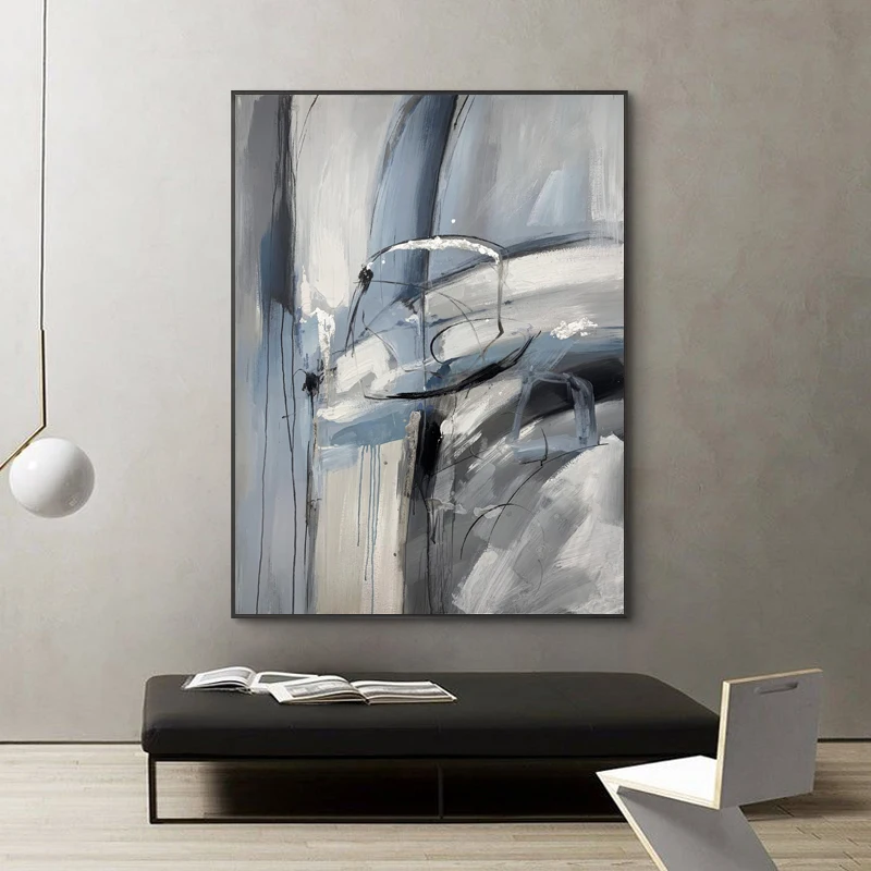 Drop Shipping Handmade Modern Abstract Wall Art Large Silver Painting Canvas for Art Wall Home Decor