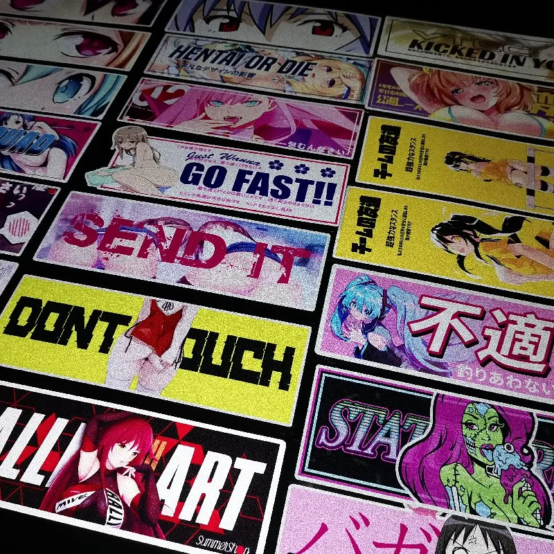 Wholesale Auto Stickers Pvc Anime Reflective Fender Trunk Windows Wall Bumper Decal Race Gift Refit Water Proof Car Accessories