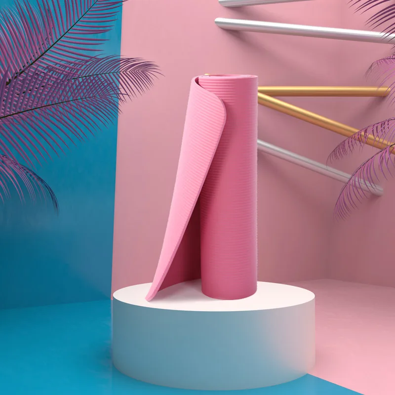 Eco Friendly Cheap Non Slip  Custom Logo 10mm Thick Exercise Fitness Exercise NBR Yoga Mat with Waterproof Surface for Pilates.