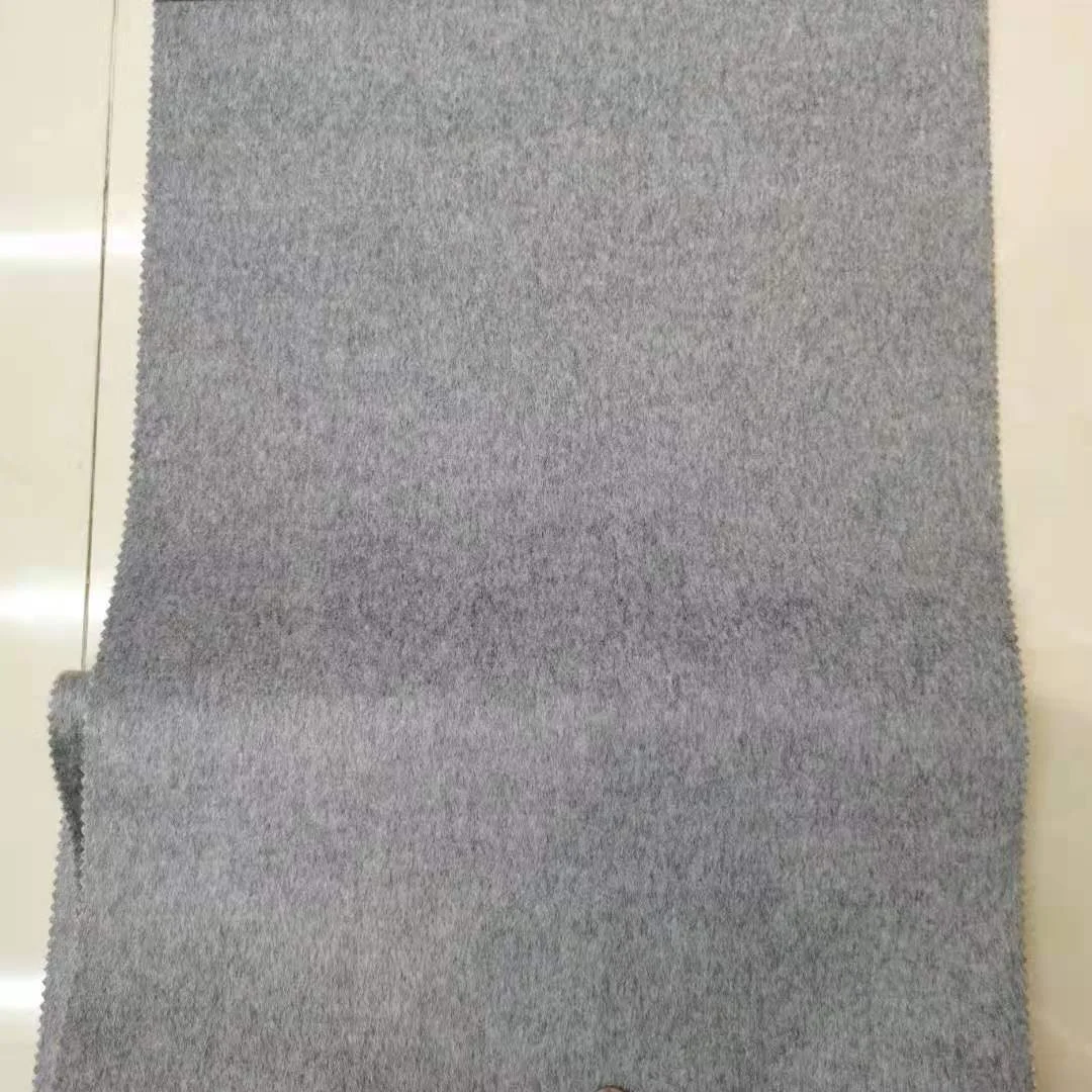 double faced  pure Cashmere Fabric for Winter Womenand men overcoat  goat cashmere   grigio mix melange   in stock