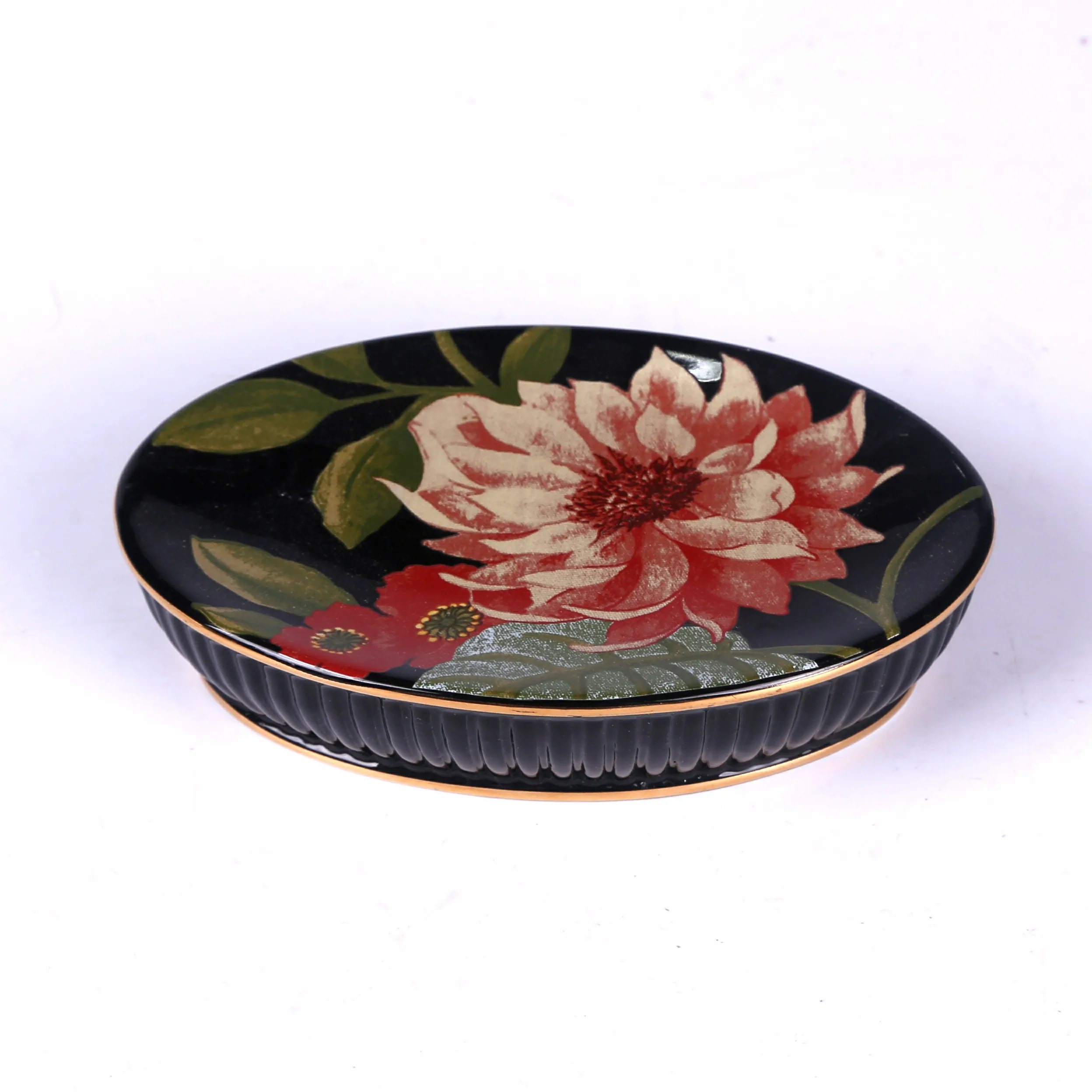 JIA SHUN 6 piece home hotel bathroom products black ceramic flower decal bathroom accessories set