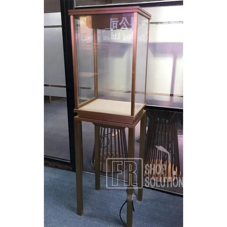 Retail High end Led illuminated Lockable glass cabinet jewelry window display kiosk showcase