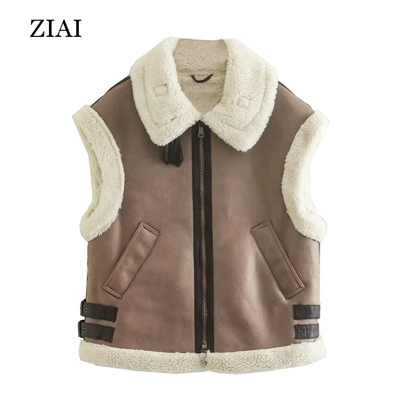 Wholesale Fur Vest Women Faux Fur Scratch Velvet Vest Ladies Suede Faux Lamb Fur Waistcoat