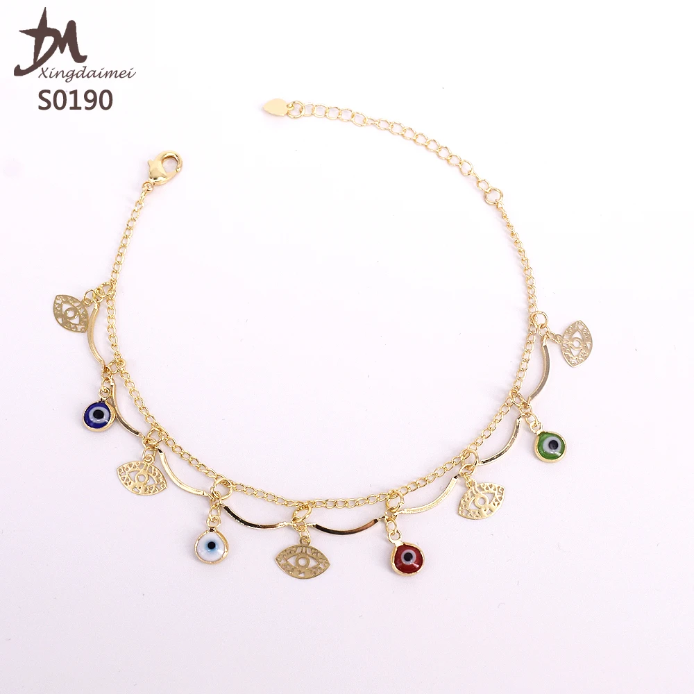 
S0190 18K gold-plated fashion hot sale Evil Eyes anklet 