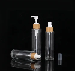 Environmental Bamboo Glass Pump Lotion Bottle Wholesale Cosmetic Eco Friendly Perfume Packaging