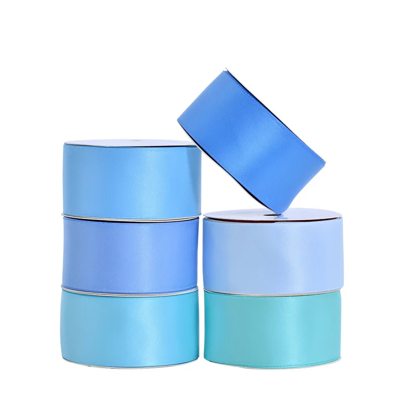 4 cm satin ribbon roll 1 1/2 inch logo with blue pattern to make roses