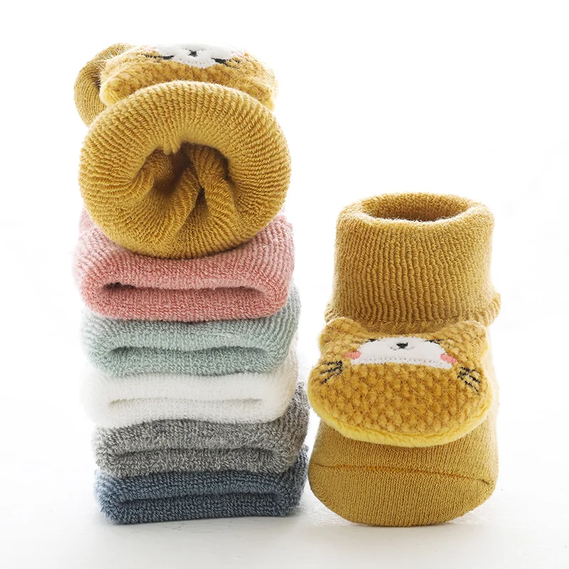 Winter Terry Solid Cartoon Kids Shoes Socks Animals Knit Baby Socks 3d Toddler Soft Baby Floor Anti Slip Socks For Children