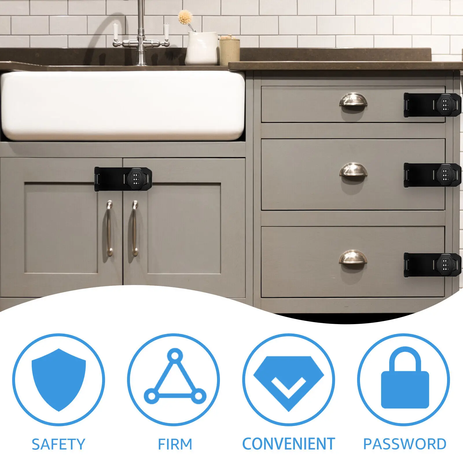 office drawer furniture Cabinet Password Lock 34 5 6 inch Zinc Alloy 3-Digit Rotary Hasp Combination Lock