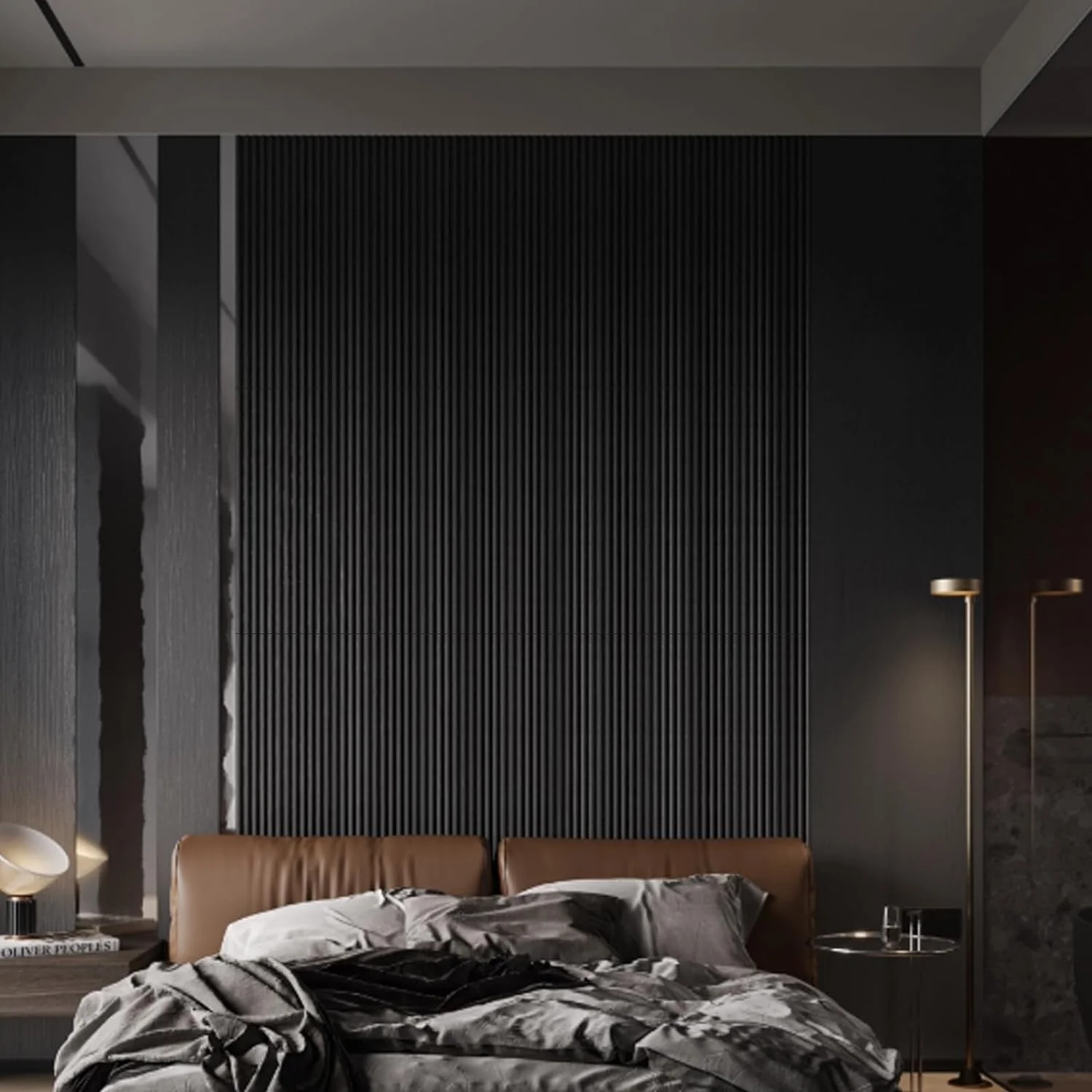 KASARO Decorative Wall Panels Sound Proofing Acoustic Slat Wood Wall Panel Felt For Bedroom Decoration