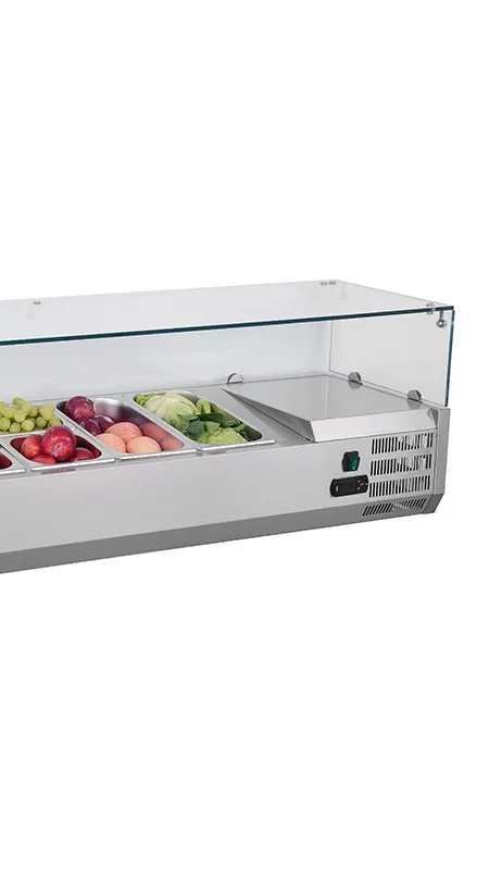Professional Air Cooled Pizza Spreader Fresher Commercial Salad Bar Refrigerator Fruit Table