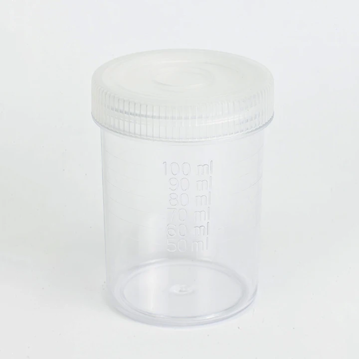 Best Price 100 ml Disposable Urine Stool Sample Container Comes With Natural Top Cover