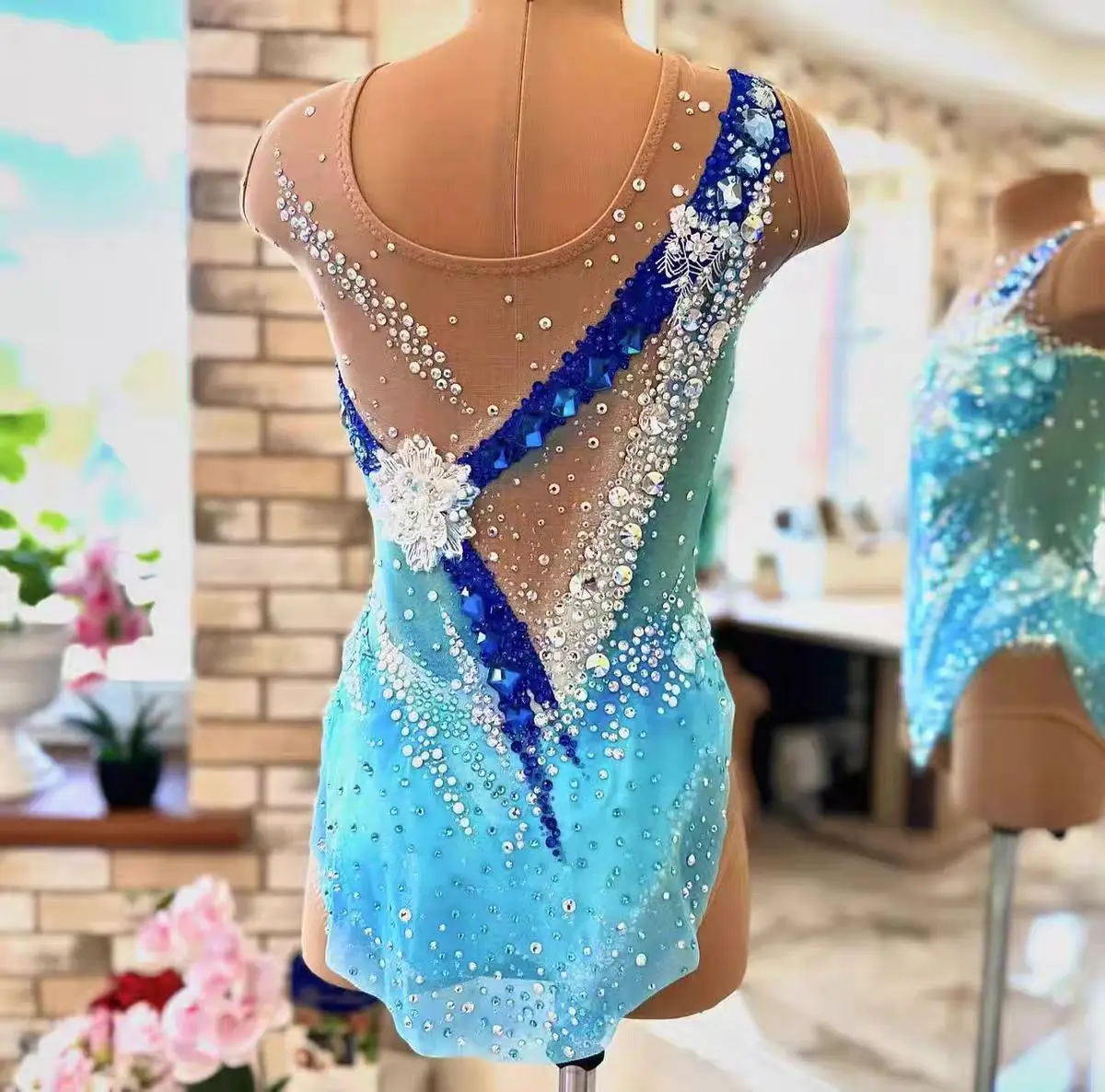Rhythmic Gymnastics Leotards Red Mesh Girl Competition Performance