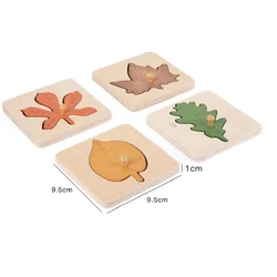 Nordic Style Painting Puzzles 4in1 Wood Set Leaf Jigsaw Drawing Board Games montessori puzzle wooden