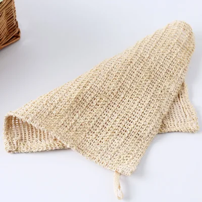 100% Organic Natural Sisal Exfoliating Skin Linen Hemp Cotton Cleaning Washcloth Handkerchief Bath Sisal Wash Cloth