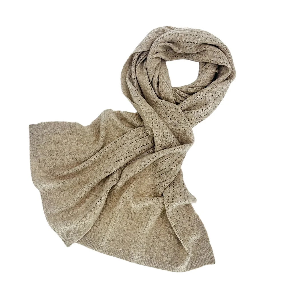 Inner Mongolia Knitted Ladies Custom Oem Blended Yarn Luxury Winter Neck Warmer Cashmere Blend Knit Scarf