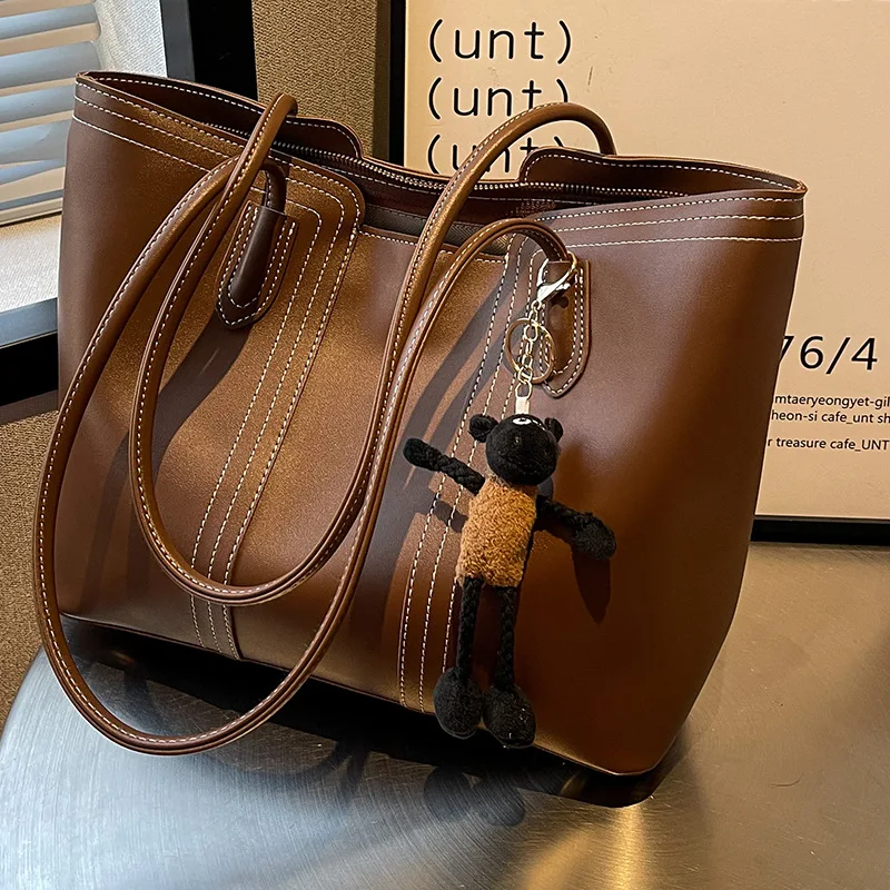 New Hot Ladies Large Pu Leather Tote Shoulder Bag Dropshipping Female Handbags Big Totes Bag With Zipper Handbags For Women