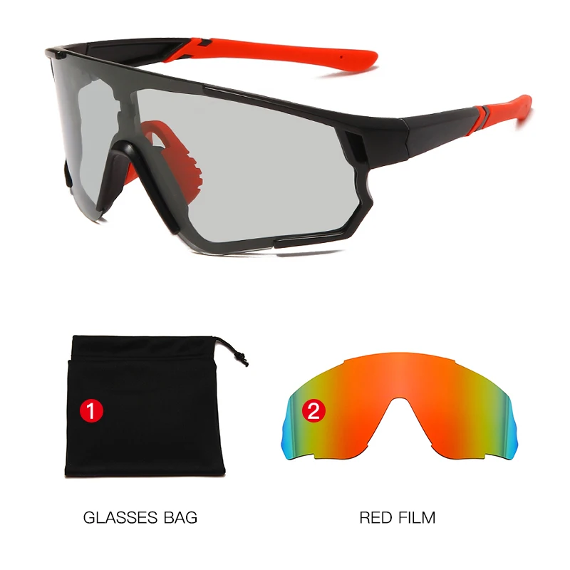 Hot sale photochromic one-piece riding glasses polarized sunglasses changing two-piece pack