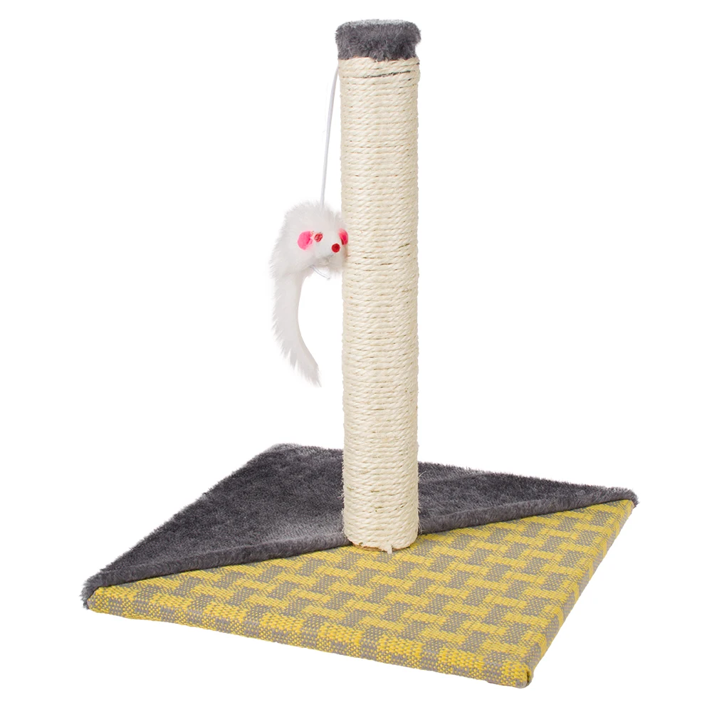 Manufacturer Grey Yellow Sofa Fabric Sisal Cat Tree with Playing Toy